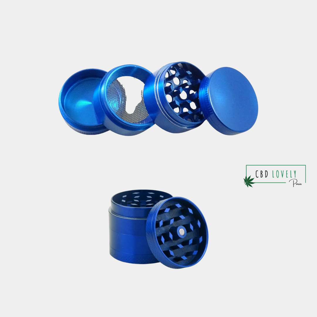 Grinder Bleu métallisé 4 Parties 1 Grinder métal Bleu | CBD LOVELY Paris 13