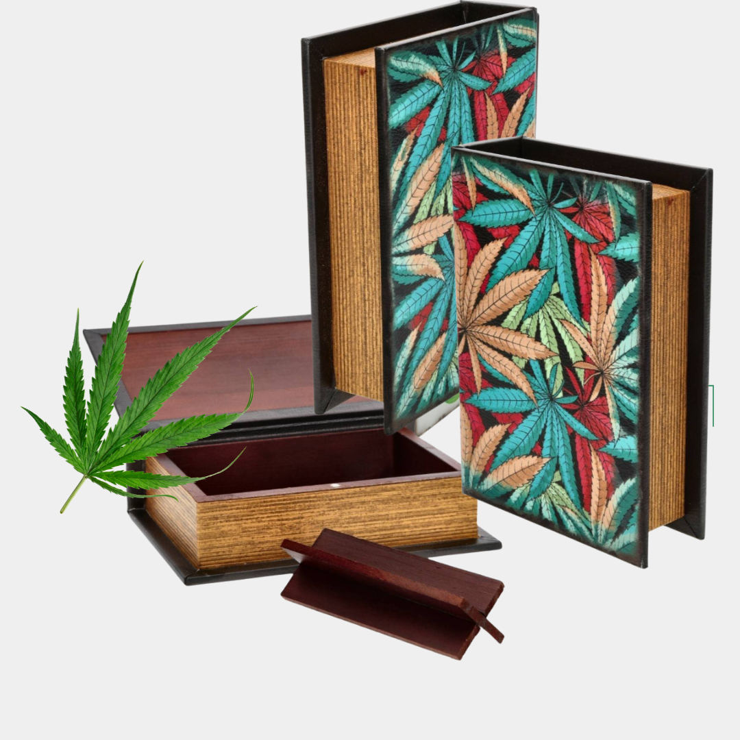 Livre Rangement CBD Canna Leaves 1 Boîte Cachette Livre Canna Leaves | CBD LOVELY Paris
